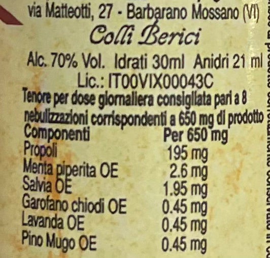 Propoli spray gola con alcool