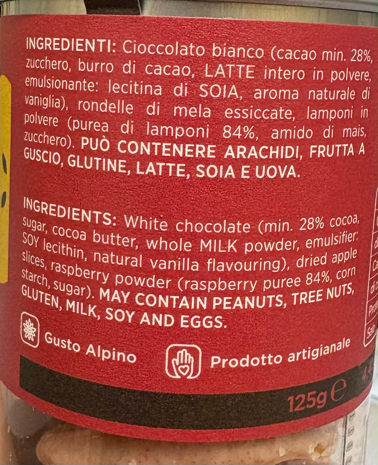 MELA CON CIOCCOLATO BIANCO E LAMPONI