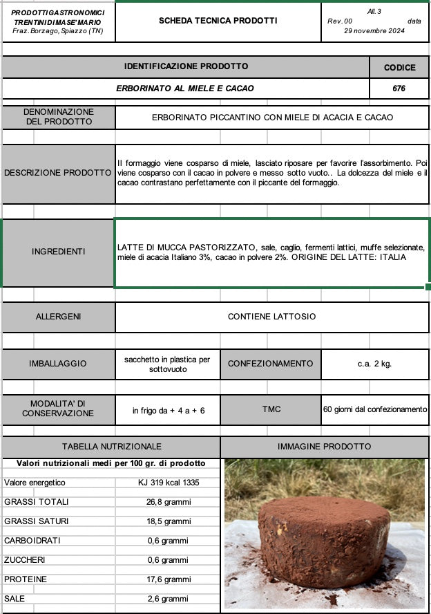 ERBORINATO CON MIELE E CACAO