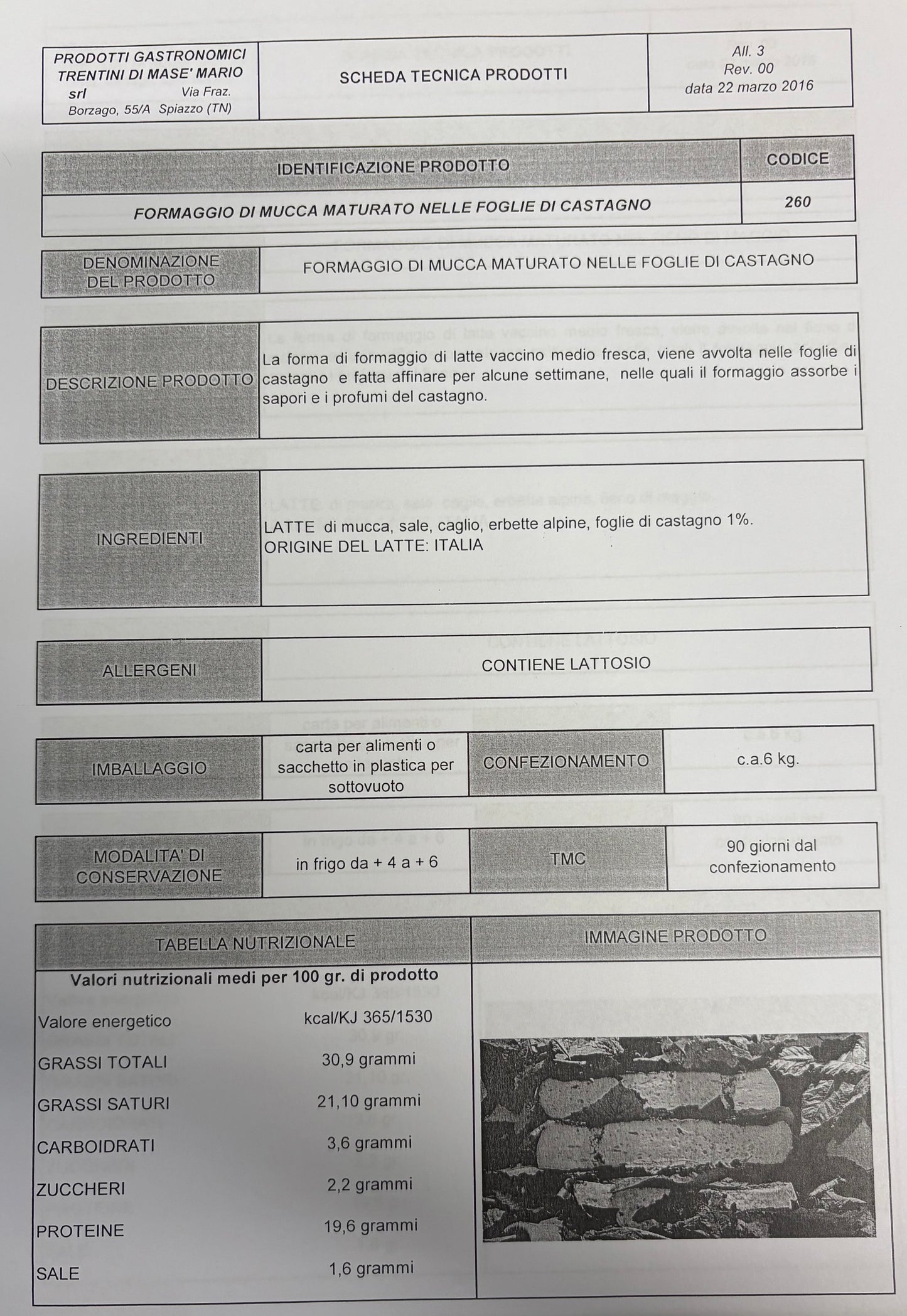 FORMAGGIO STAGIONATO NELLE FOGLIE DI CASTAGNO