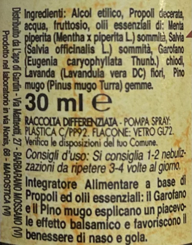 Propoli spray gola con alcool
