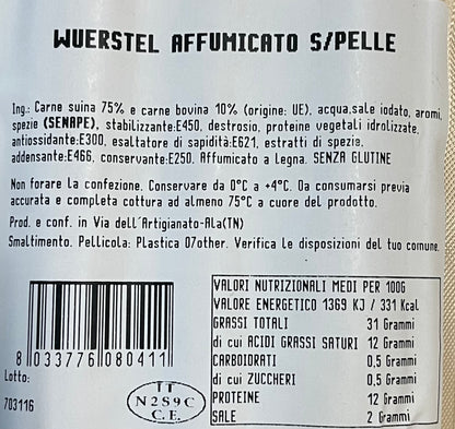 WURSTEL AFFUMICATO SENZA PELLE