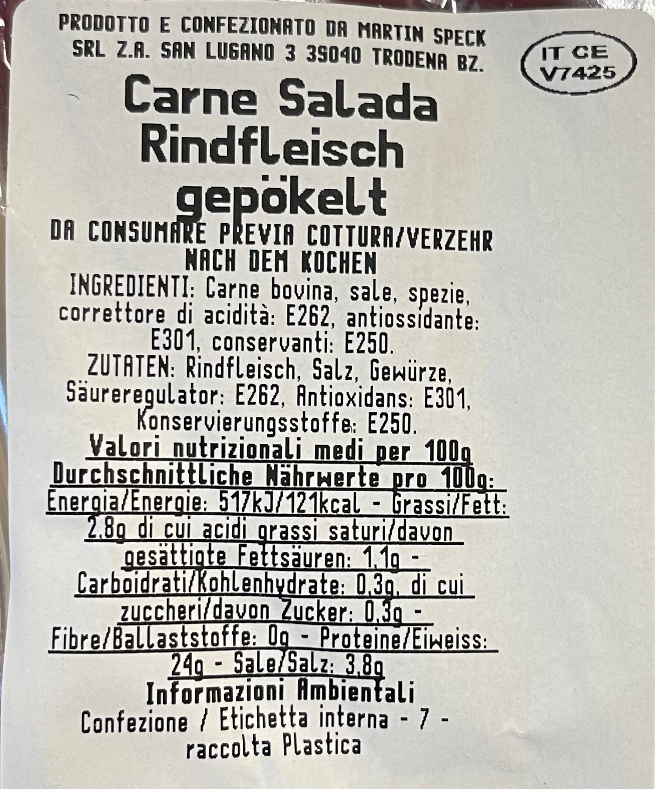 CARNE SALADA A PEZZO