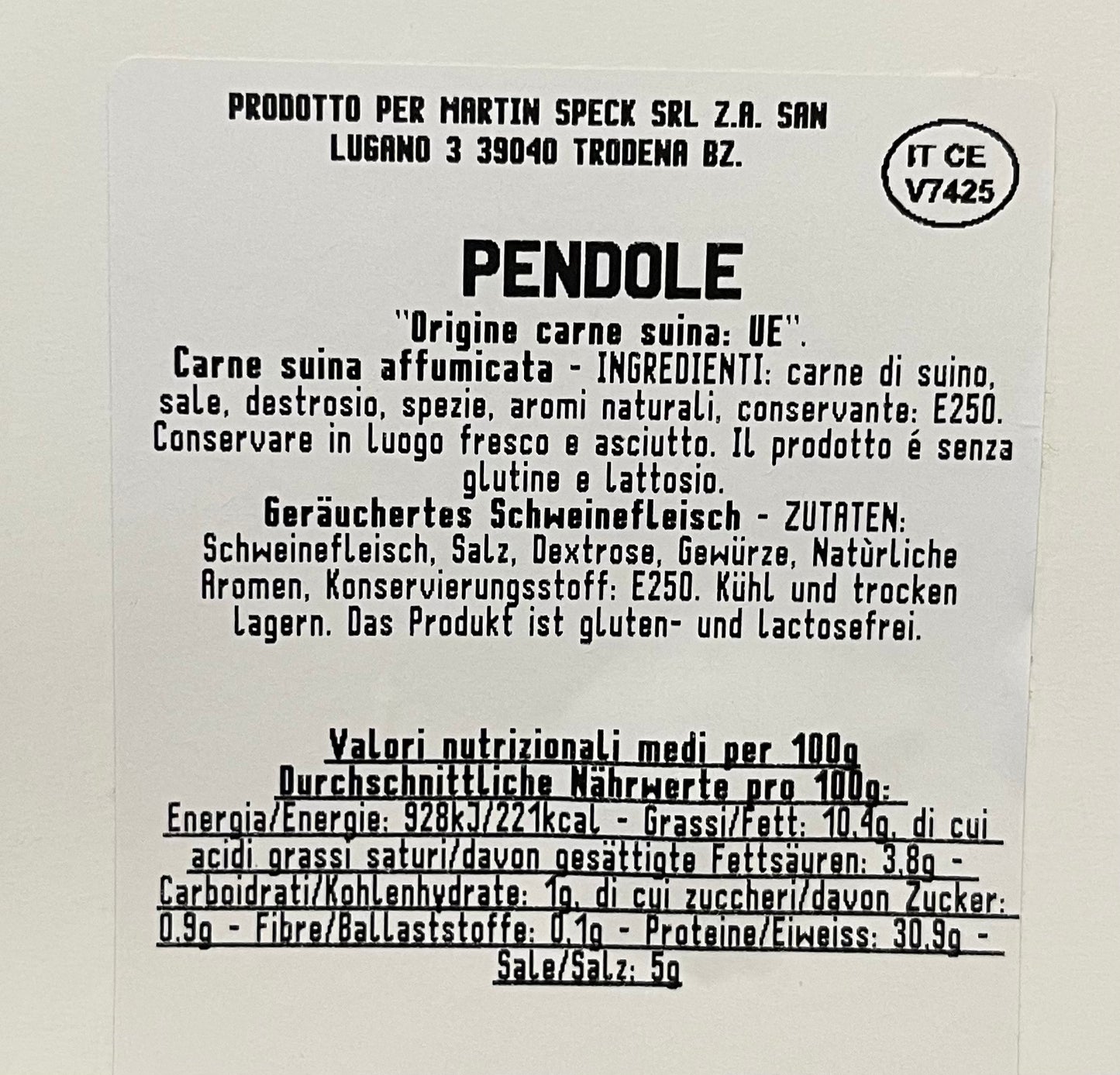 GERÄUCHERTES TROCKENFLEISCH „PENDOLE“