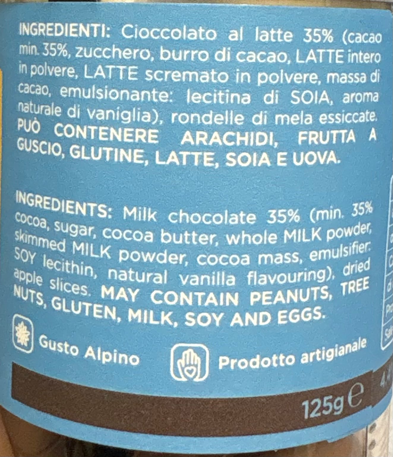MELA CON CIOCCOLATO AL LATTE